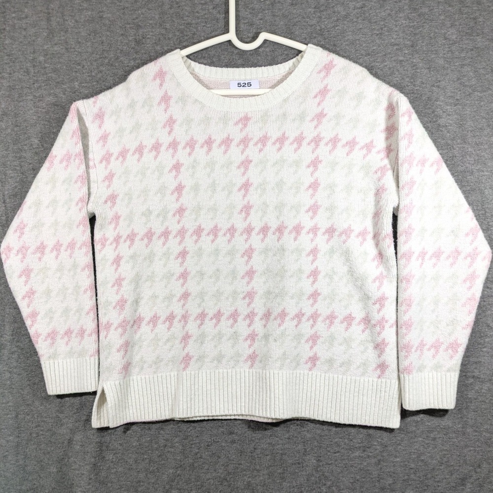 525 America‎ White Pink Sparkle Striped Long Sleeve Sweater Size L